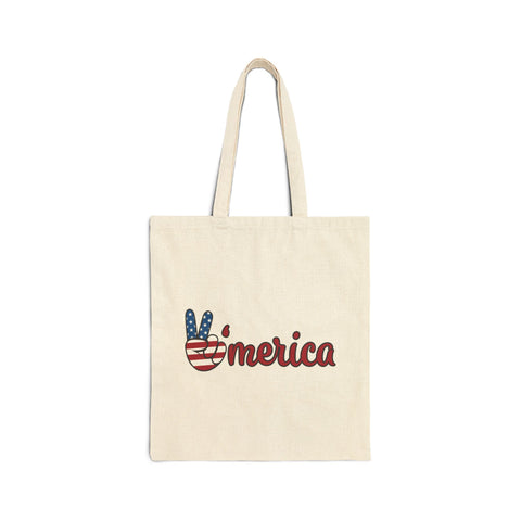 Americana Peace Sign 'Merica Canvas Tote