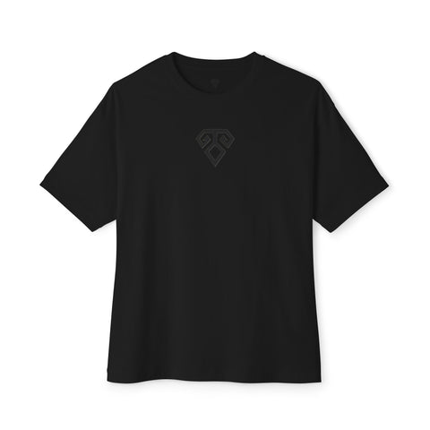 Boxy Tee — Geometric Tribal Print Minimal Logo T‑Shirt
