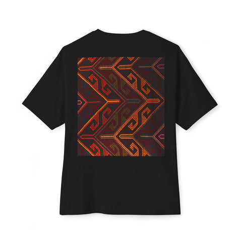 Boxy Tee — Geometric Tribal Print Minimal Logo T‑Shirt
