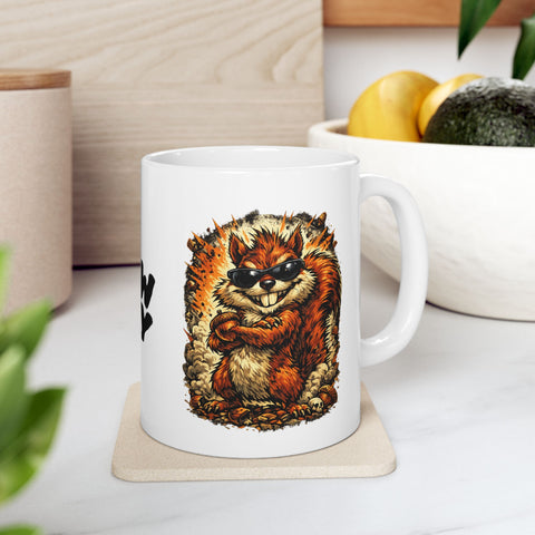 Ceramic Mug — "It's a New Day, Dude" Motivational Coffee Mug with Retro Illustration
