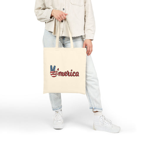 Americana Peace Sign 'Merica Canvas Tote