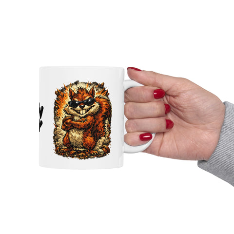 Ceramic Mug — "It's a New Day, Dude" Motivational Coffee Mug with Retro Illustration