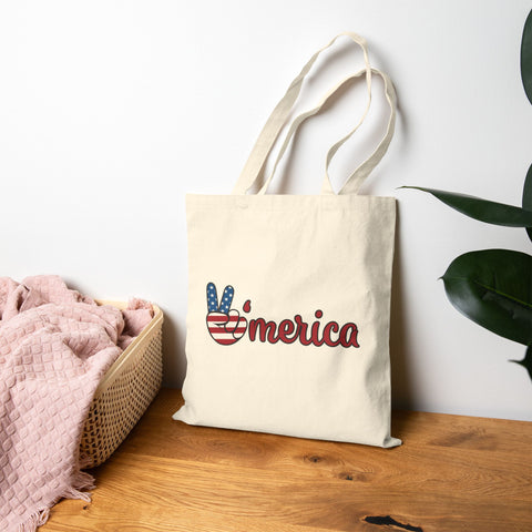 Americana Peace Sign 'Merica Canvas Tote
