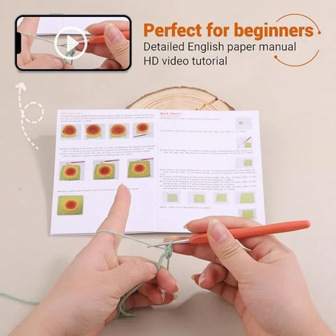 Crochet DIY Kit for Beginners Bohemian Style Sunflower Woven Bag